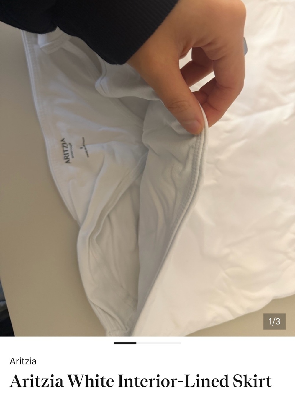 Aritzia White Lined Mini Skirt